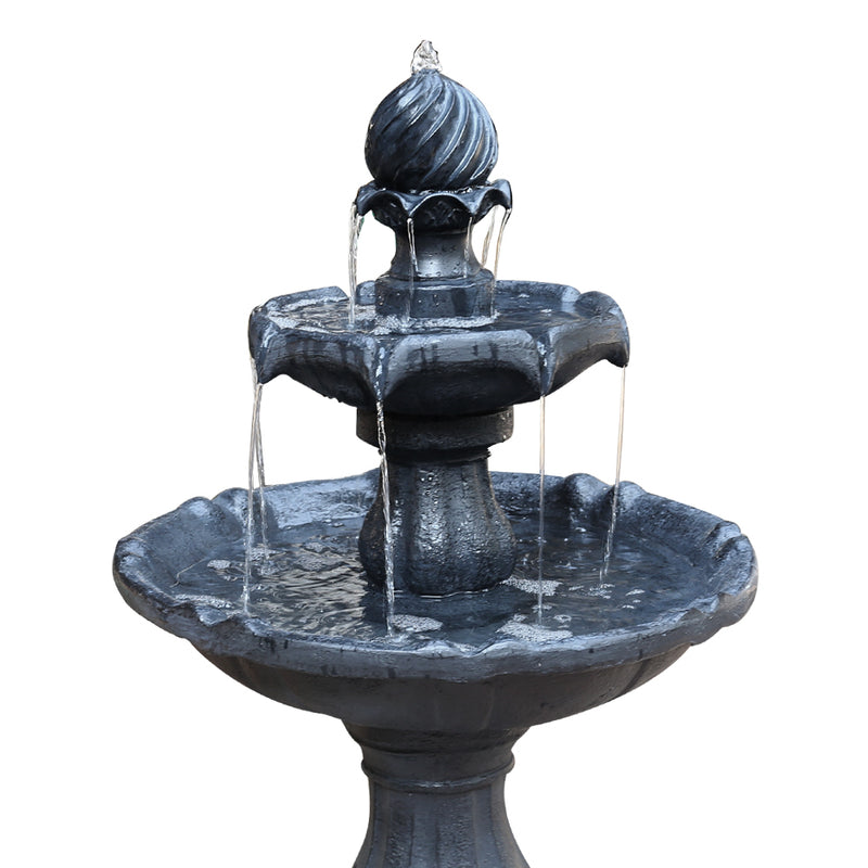 3 Tier Solar Powered Water Fountain - Black