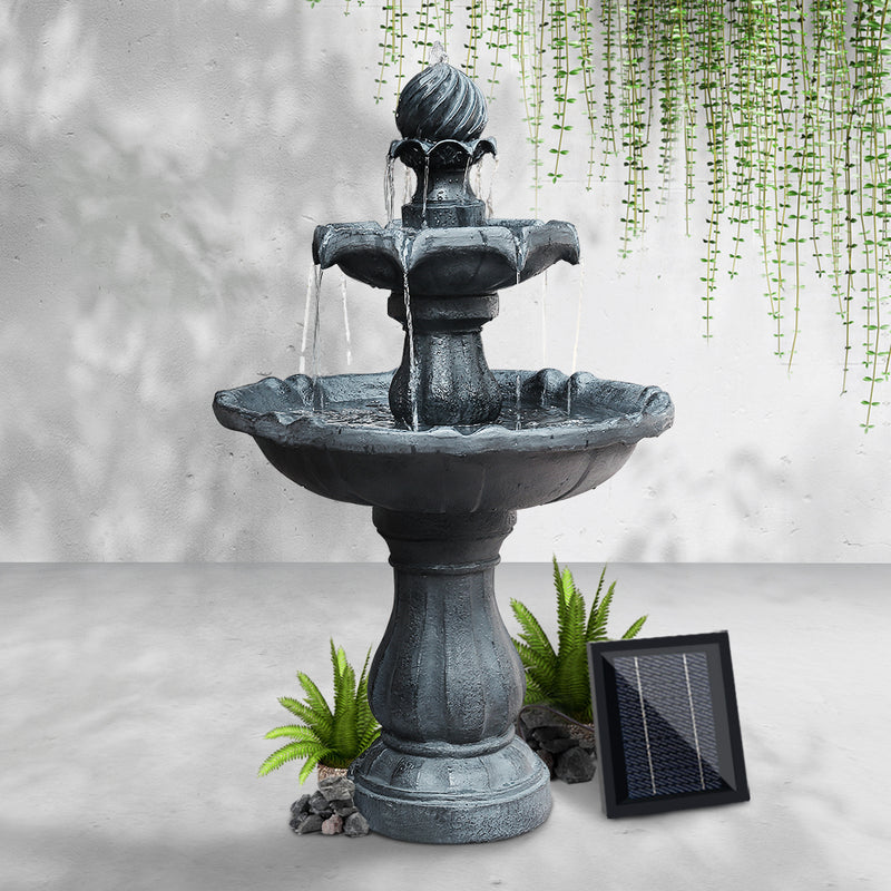 3 Tier Solar Powered Water Fountain - Black