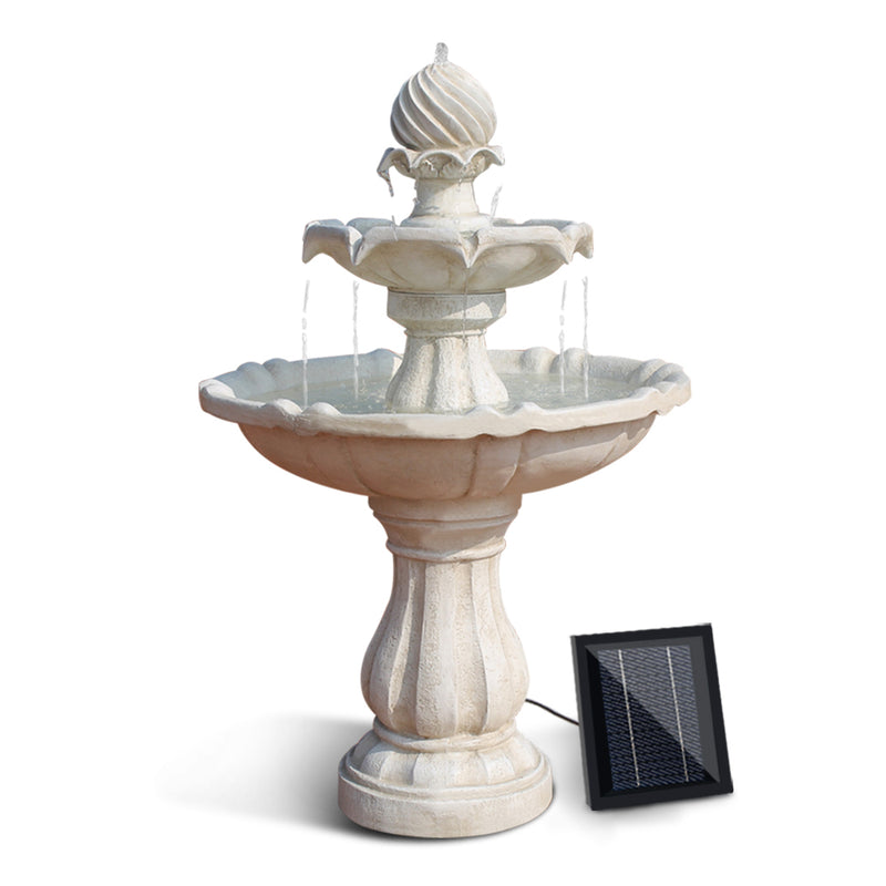 3 Tier Solar Powered Water Fountain - Ivory