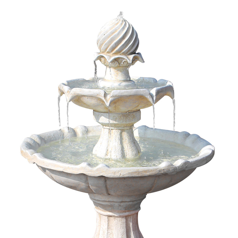 3 Tier Solar Powered Water Fountain - Ivory