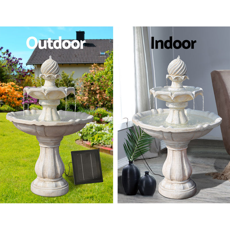 3 Tier Solar Powered Water Fountain - Ivory