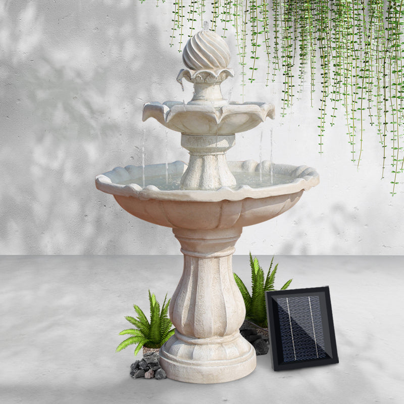 3 Tier Solar Powered Water Fountain - Ivory