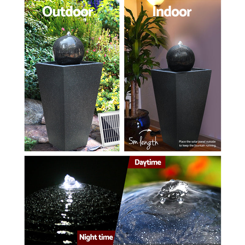 Solar Powered Water Fountain - Black