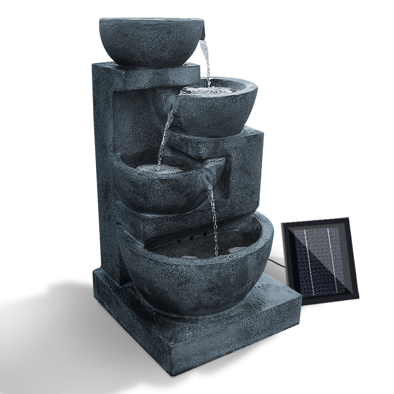 4 Tier Solar Powered Water Fountain with Light - Blue