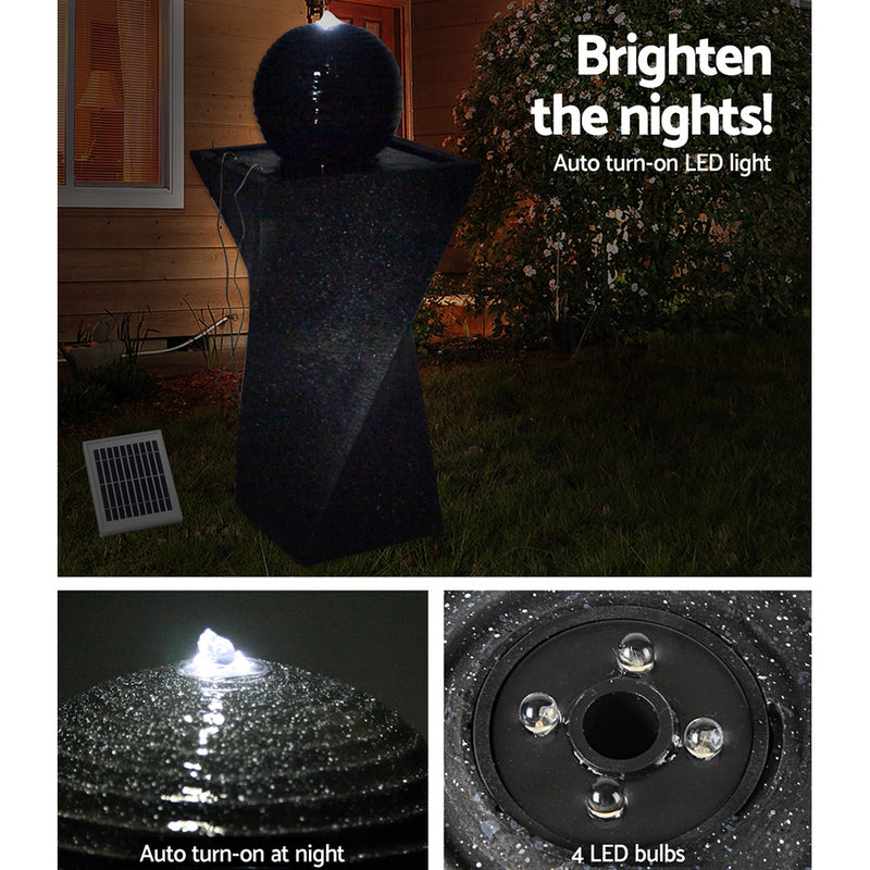 Solar Powered Water Fountain Twist Design with Lights