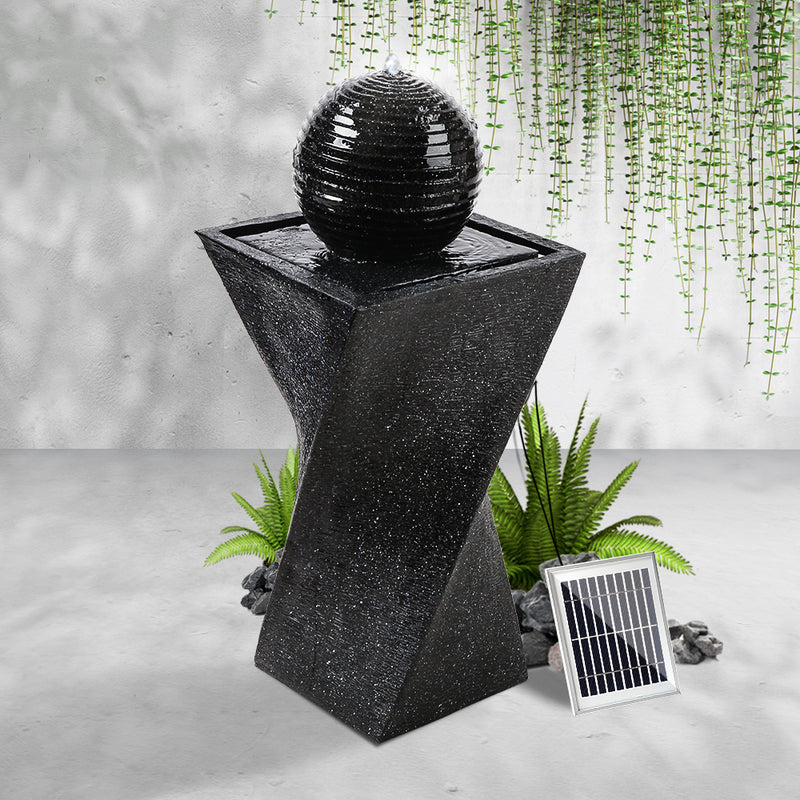 Solar Powered Water Fountain Twist Design with Lights