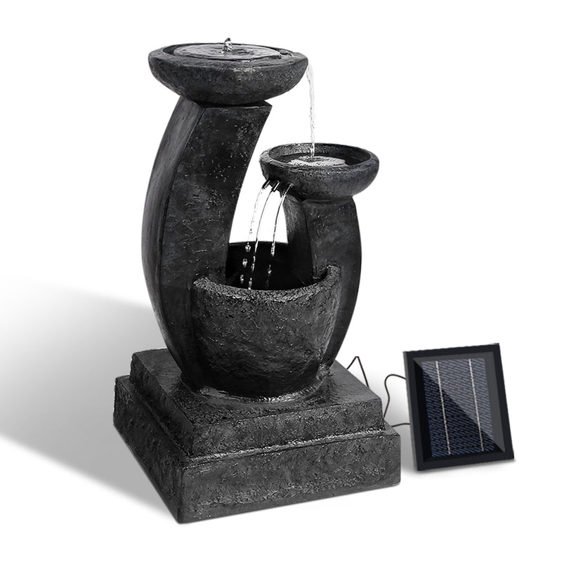 3 Tier Solar Powered Water Fountain with Light - Blue