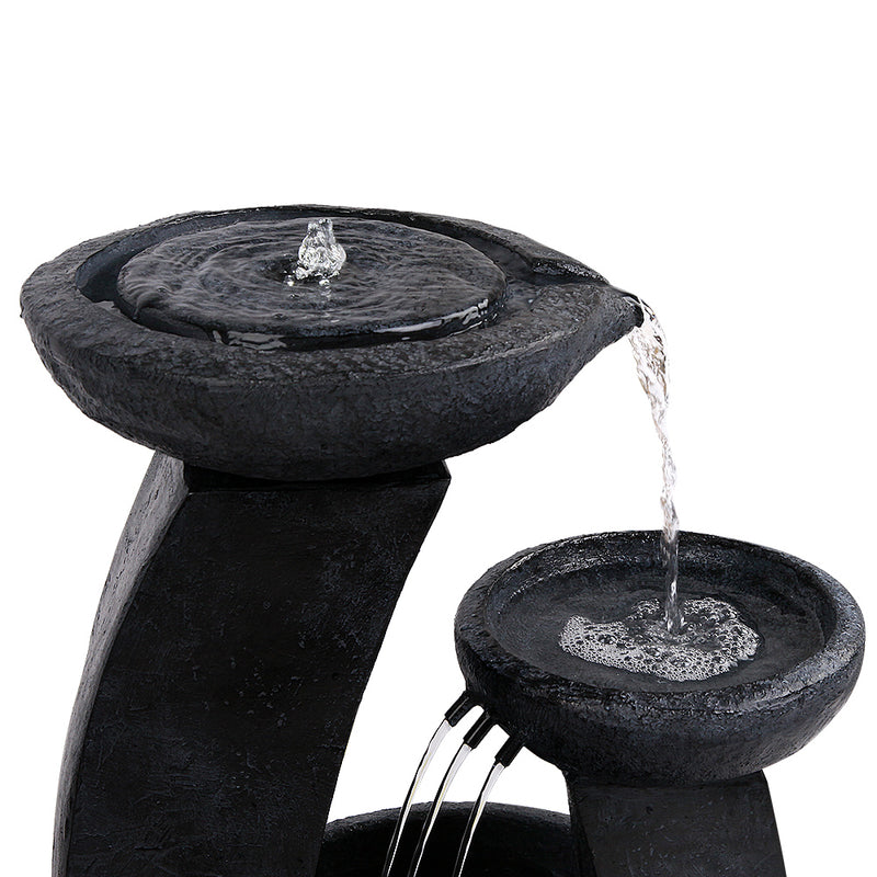 3 Tier Solar Powered Water Fountain with Light - Blue