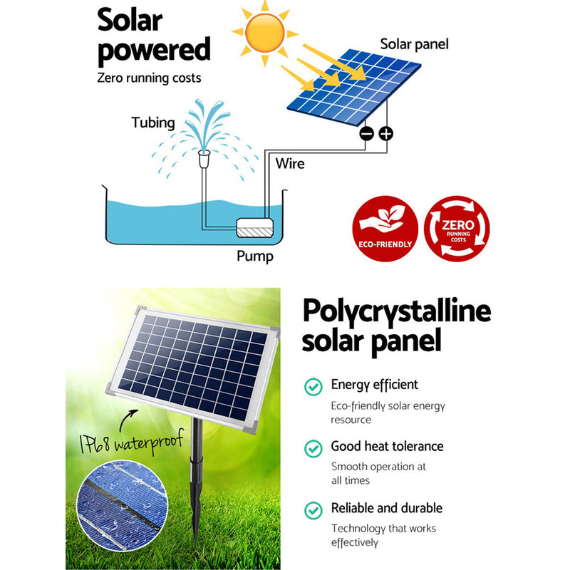 650L/H Submersible Fountain Pump with Solar Panel