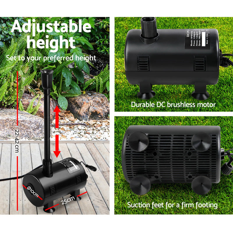 1400L/H Submersible Fountain Pump with Solar Panel