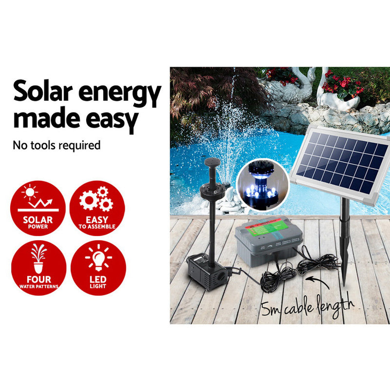 330L/H Submersible Fountain Pump with Solar Panel