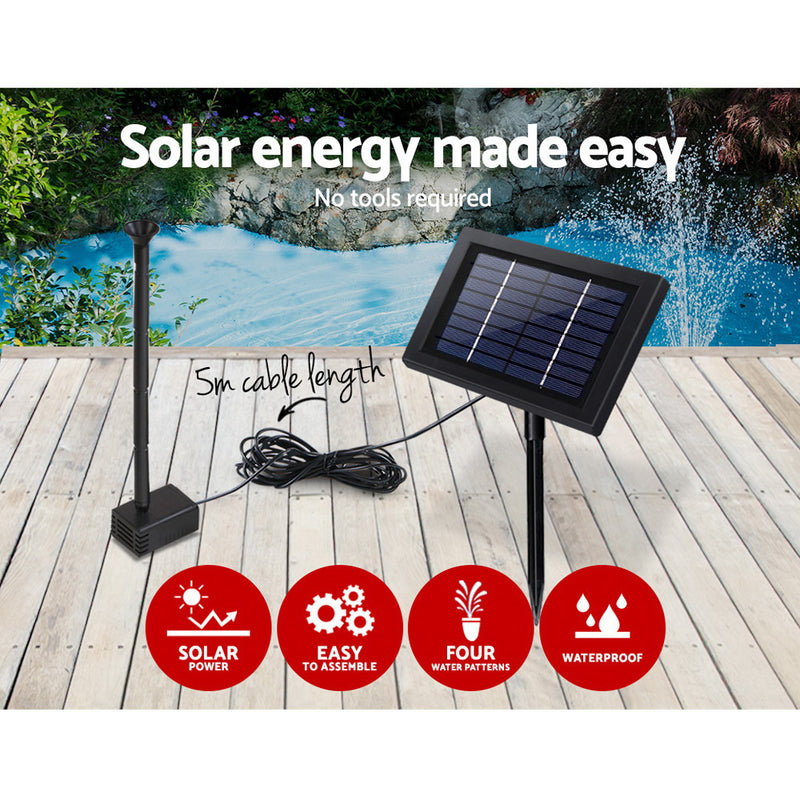 8W Solar Powered Water Pond Pump Outdoor Submersible Fountains