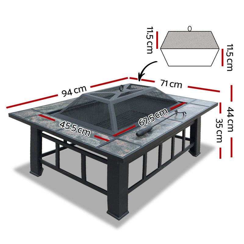 Outdoor Fire Pit BBQ Table Grill Fireplace