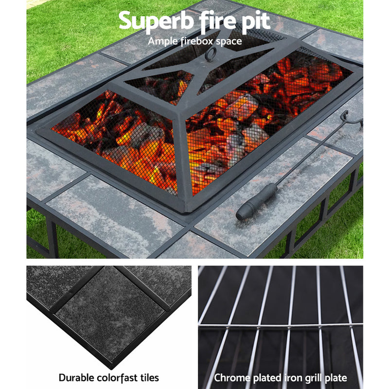 Outdoor Fire Pit BBQ Table Grill Fireplace