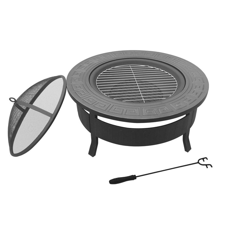 Round Outdoor Fire Pit BBQ Table Grill Fireplace