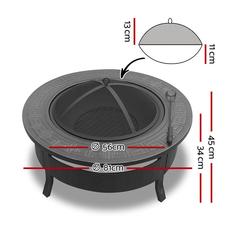 Round Outdoor Fire Pit BBQ Table Grill Fireplace