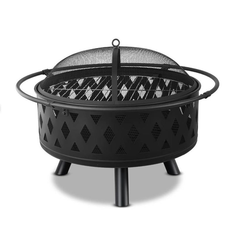 32 Inch Portable Outdoor Fire Pit and BBQ - Black