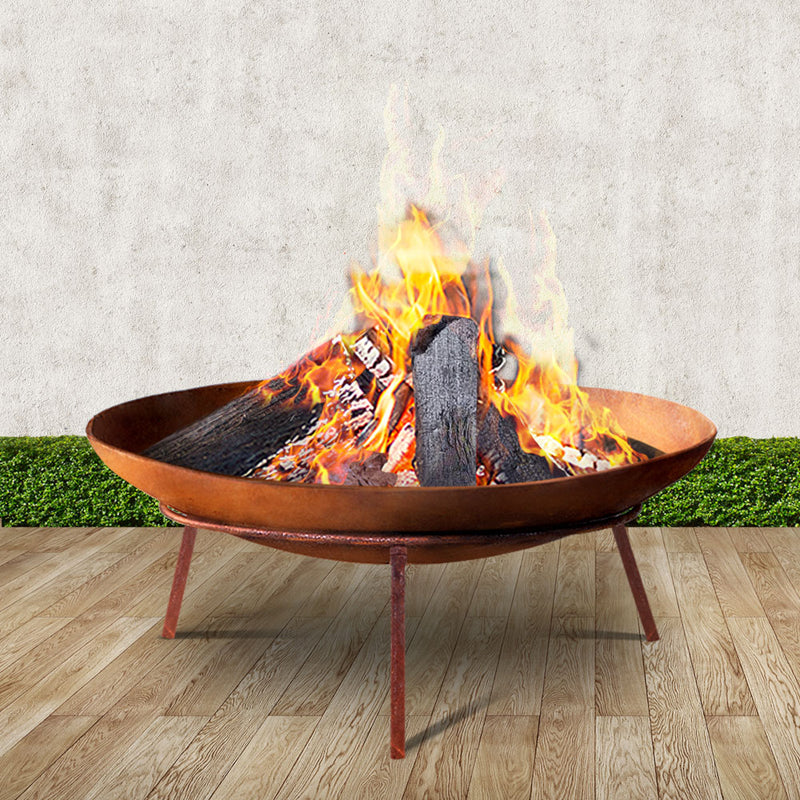 Rustic Fire Pit Heater Charcoal Iron Bowl Outdoor Patio Wood Fireplace 60CM