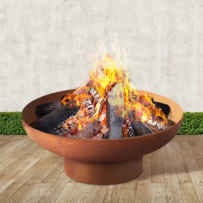 Rustic Fire Pit Camping Wood Burner Rusted Outdoor Iron Bowl Heater 70CM