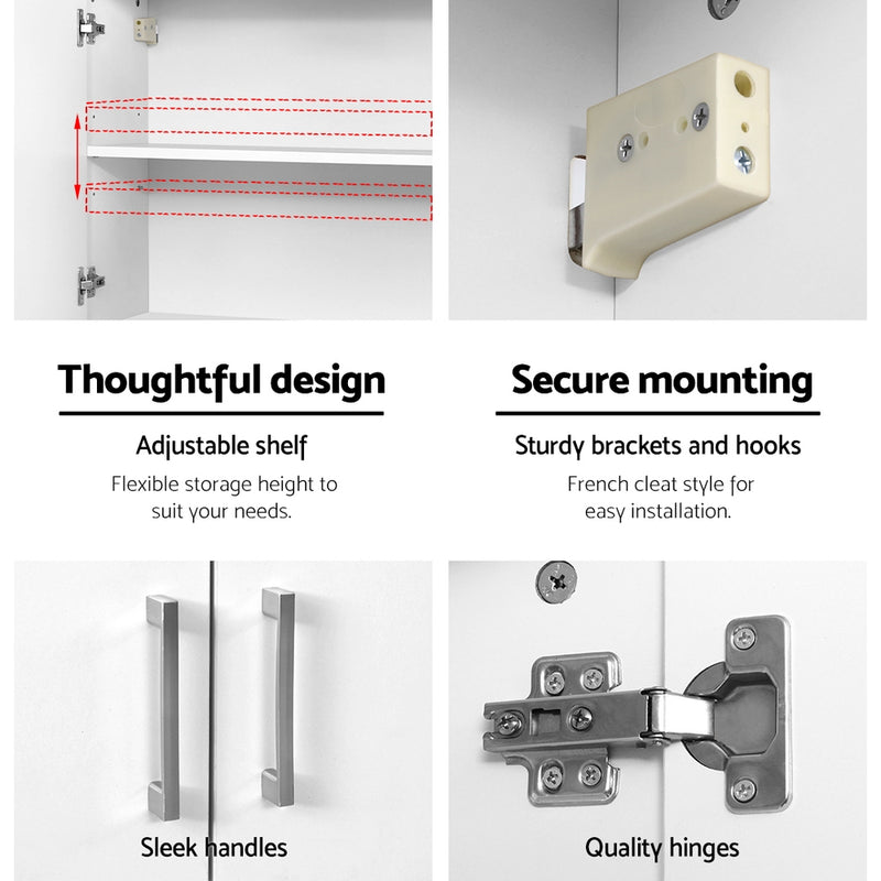 Wall Cabinet Storage Bathroom Kitchen Bedroom Cupboard Organiser White