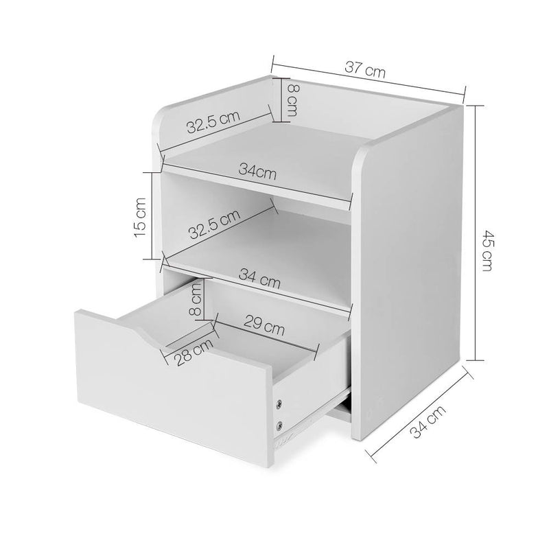 Bedside Table Drawer - White