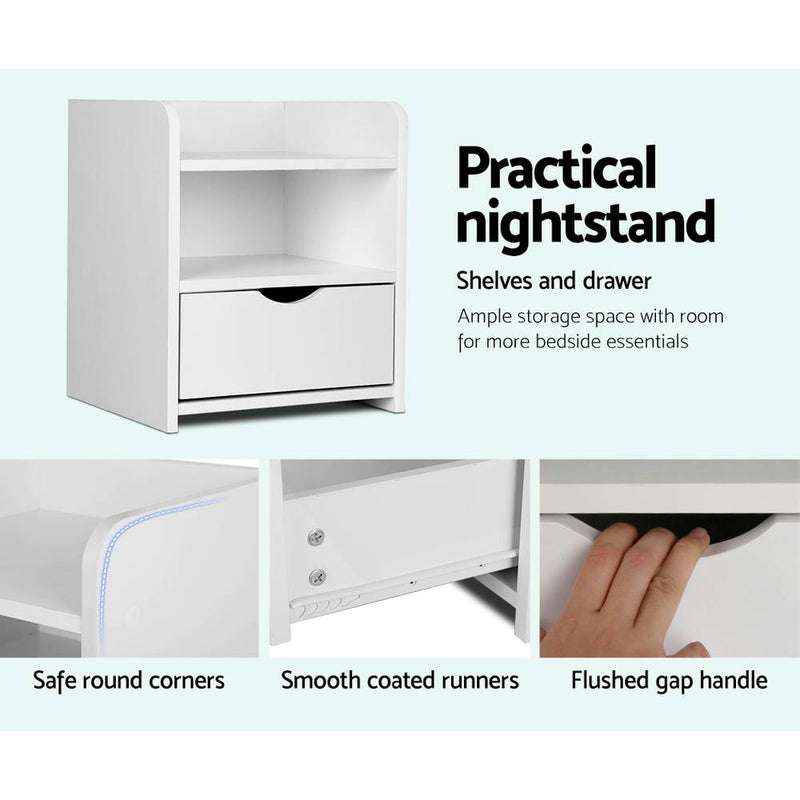 Bedside Table Drawer - White