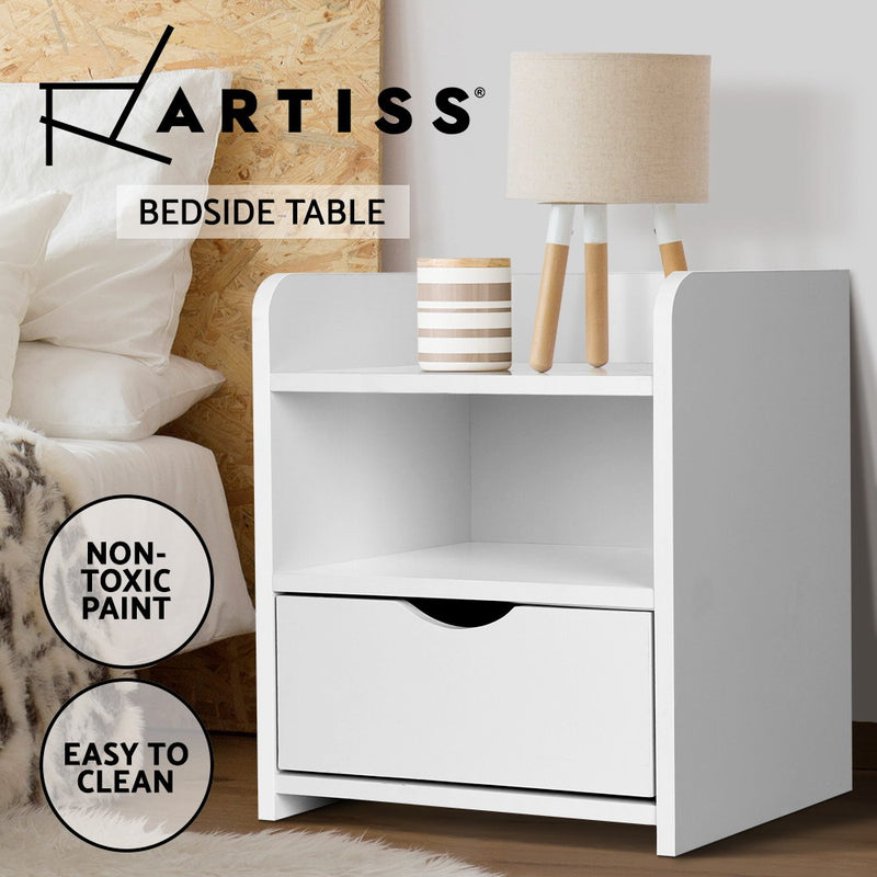 Bedside Table Drawer - White