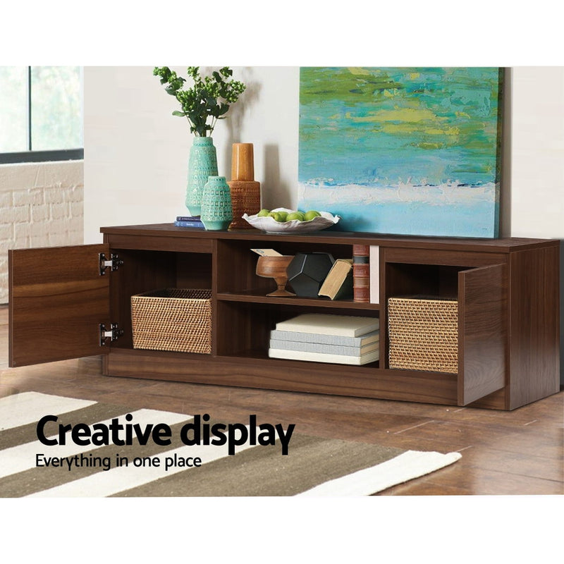 TV Cabinet Entertainment Unit Stand Side Storage Lowline Cupboard Walnut