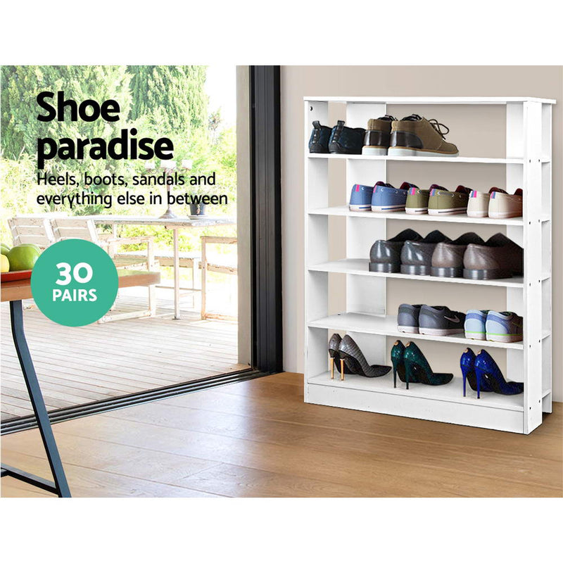 6-Tier Shoe Rack Cabinet - White