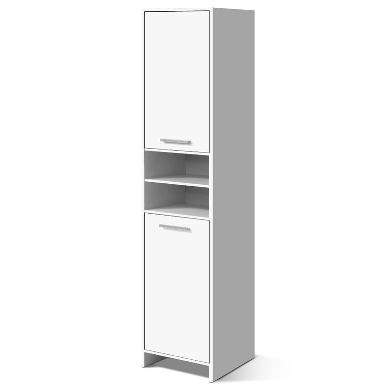 185cm Bathroom Tallboy Toilet Storage Cabinet Laundry Cupboard Adjustable Shelf White