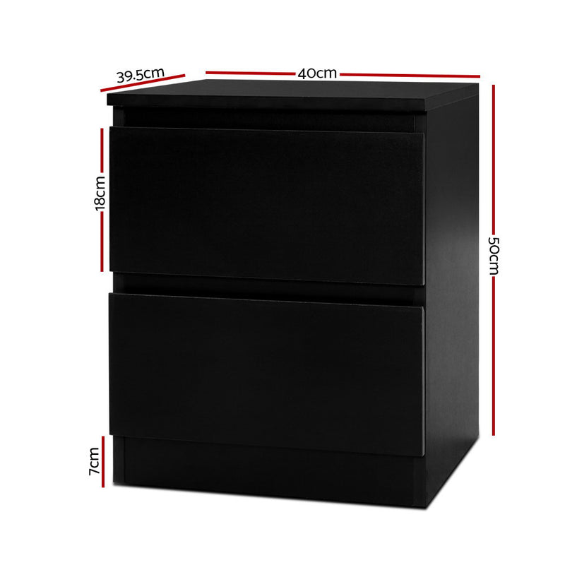 Bedside Tables Drawers Side Table Bedroom Furniture Nightstand Black Lamp