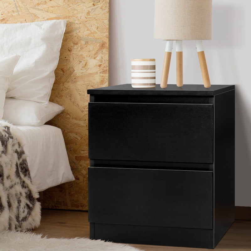 Bedside Tables Drawers Side Table Bedroom Furniture Nightstand Black Lamp