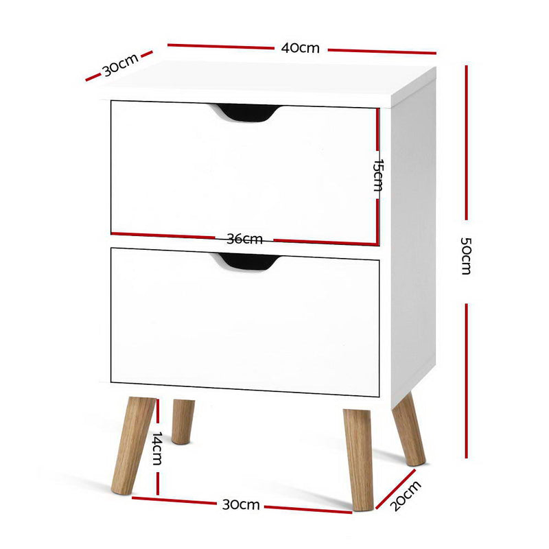 Bedside Tables Drawers Side Table Nightstand White Storage Cabinet Wood