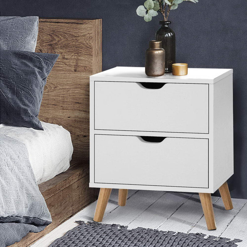 Bedside Tables Drawers Side Table Nightstand White Storage Cabinet Wood