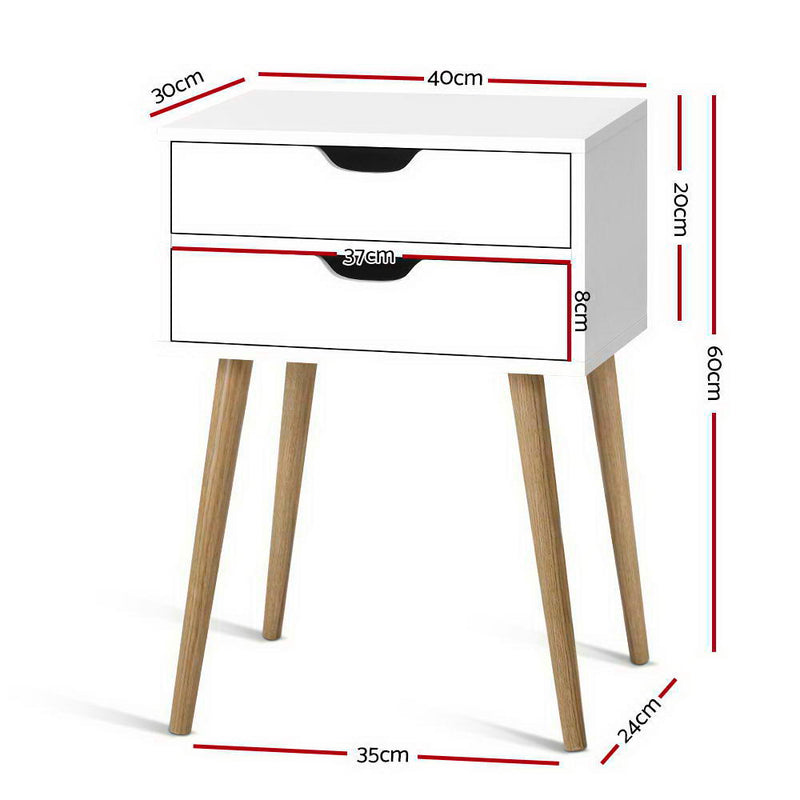 Bedside Tables Drawers Side Table Nightstand Wood Storage Cabinet White