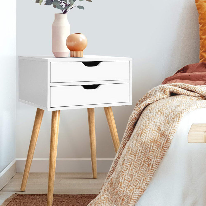 Bedside Tables Drawers Side Table Nightstand Wood Storage Cabinet White