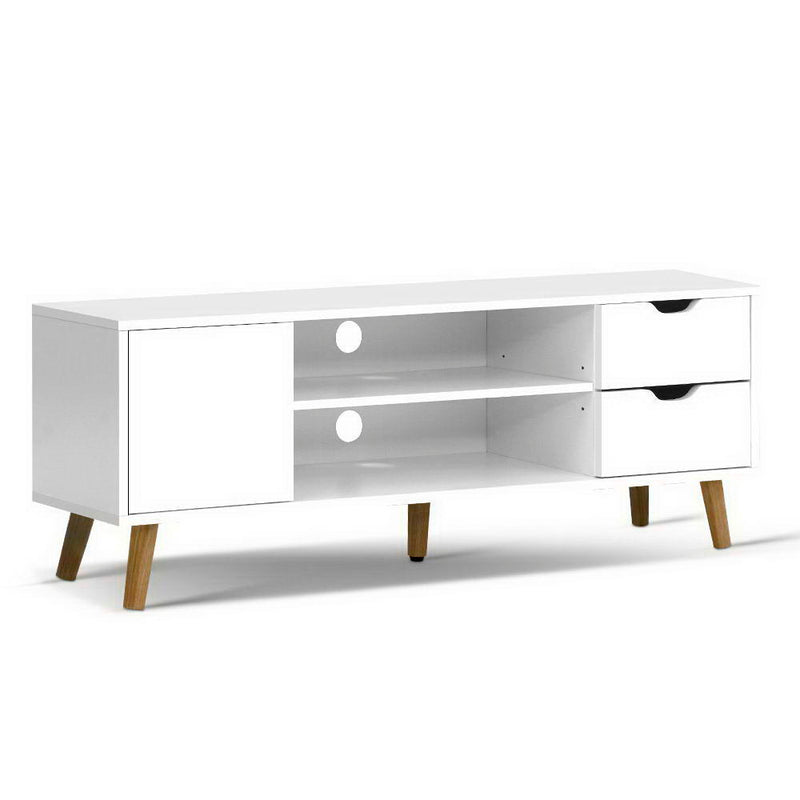 TV Cabinet Entertainment Unit Stand Wooden Scandinavian 120cm White