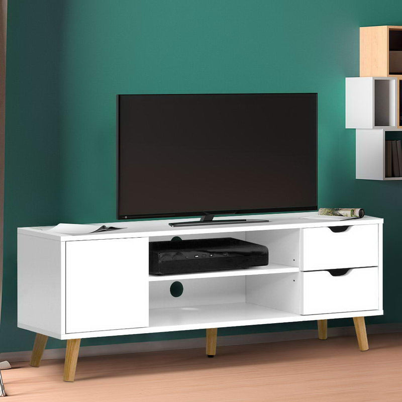 TV Cabinet Entertainment Unit Stand Wooden Scandinavian 120cm White