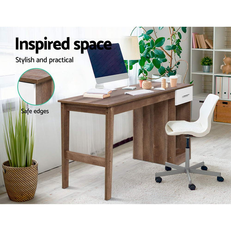 Scandinavian Office Computer Desk Student Study Table Workstation Shelf