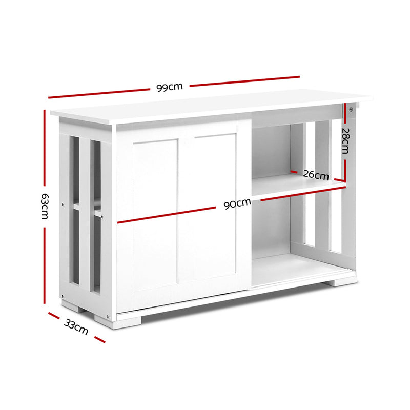 Buffet Sideboard Cabinet White Doors Storage Shelf Cupboard Hallway Table White