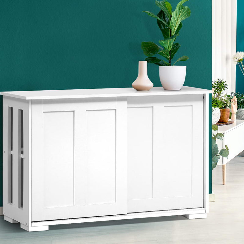 Buffet Sideboard Cabinet White Doors Storage Shelf Cupboard Hallway Table White