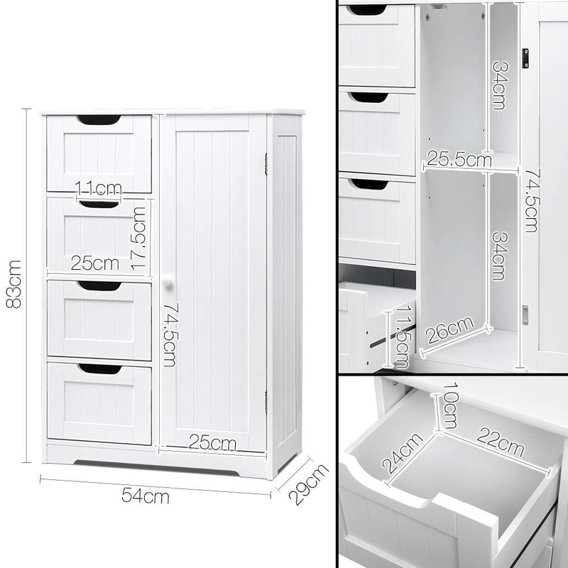 Bathroom Tallboy Storage Cabinet - White