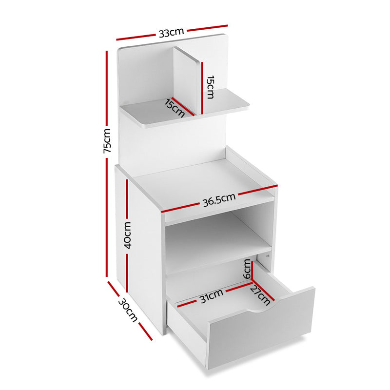 Bedside Table Cabinet Shelf Display Drawer Side Nightstand Unit Storage