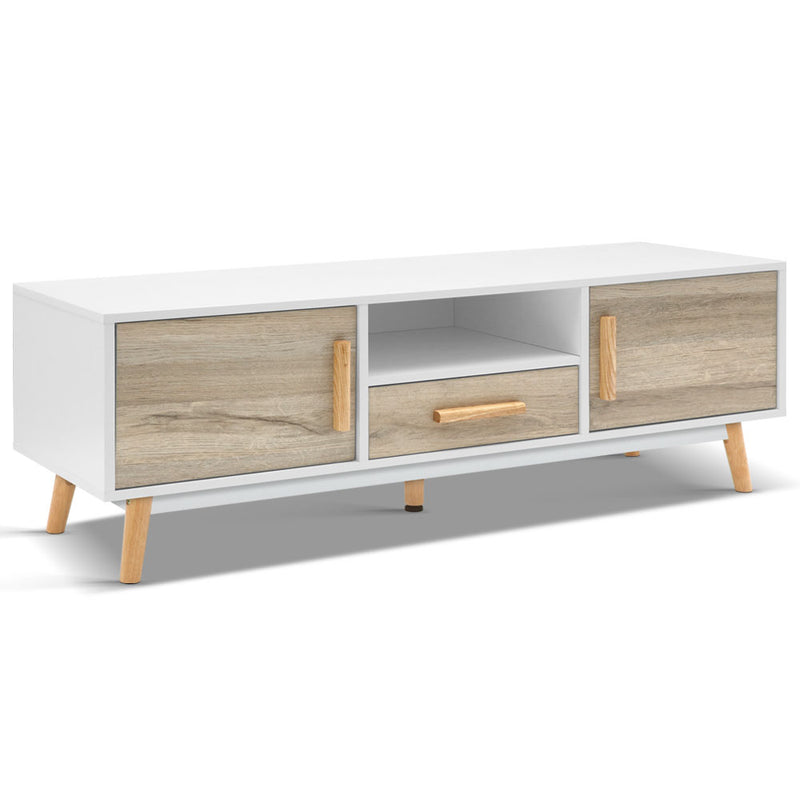 Wooden Entertainment Unit - White & Wood