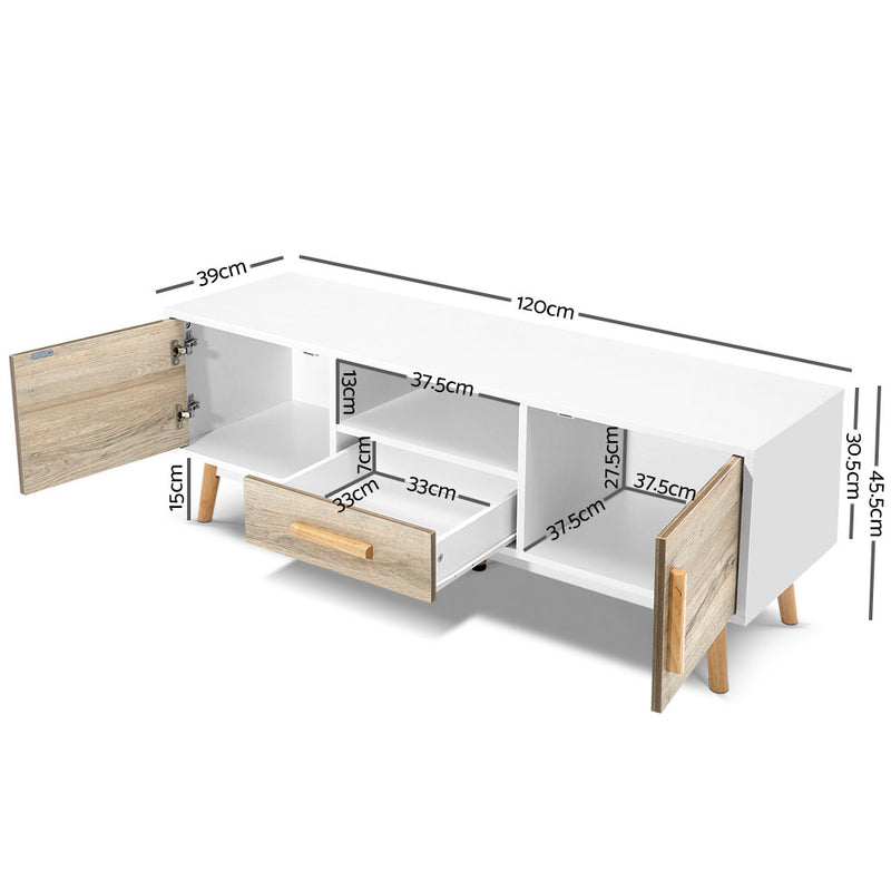 Wooden Entertainment Unit - White & Wood