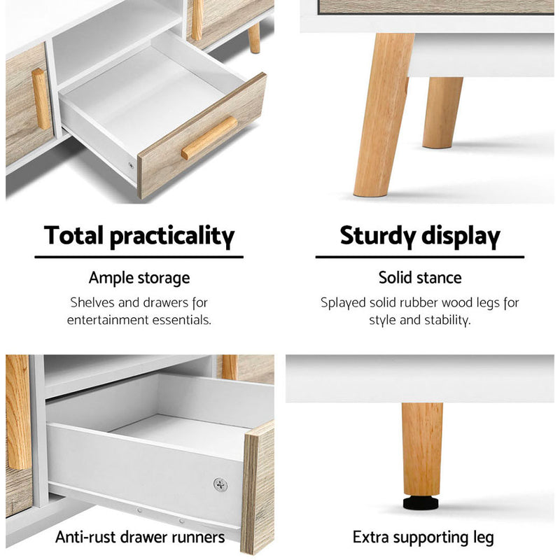 Wooden Entertainment Unit - White & Wood