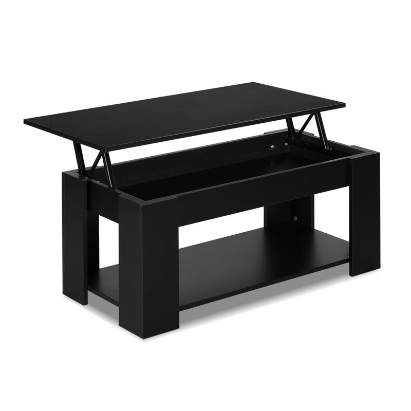 Lift Up Top Coffee Table Storage Shelf Black