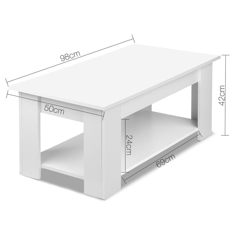 Lift Up Top Mechanical Coffee Table - White