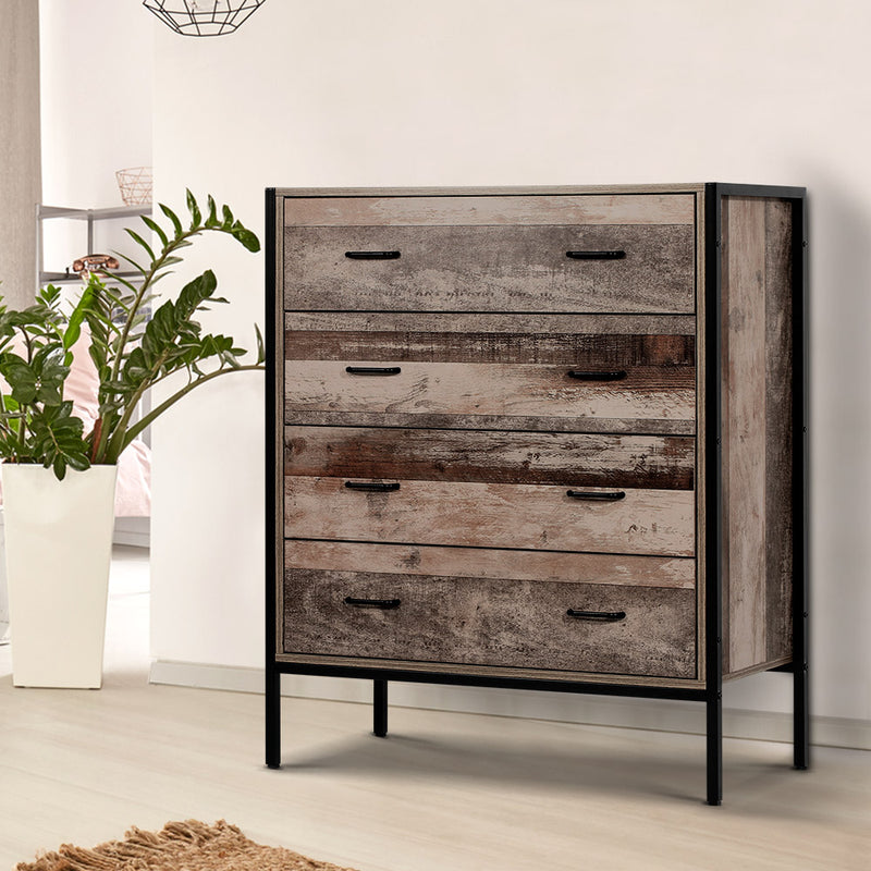 Chest of Drawers Tallboy Dresser Storage Cabinet Industrial Rustic