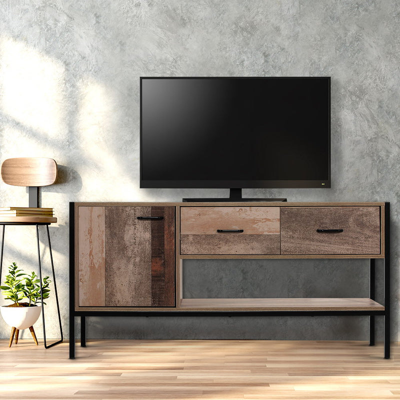 TV Stand Entertainment Unit Storage Cabinet Industrial Rustic Wooden 120cm